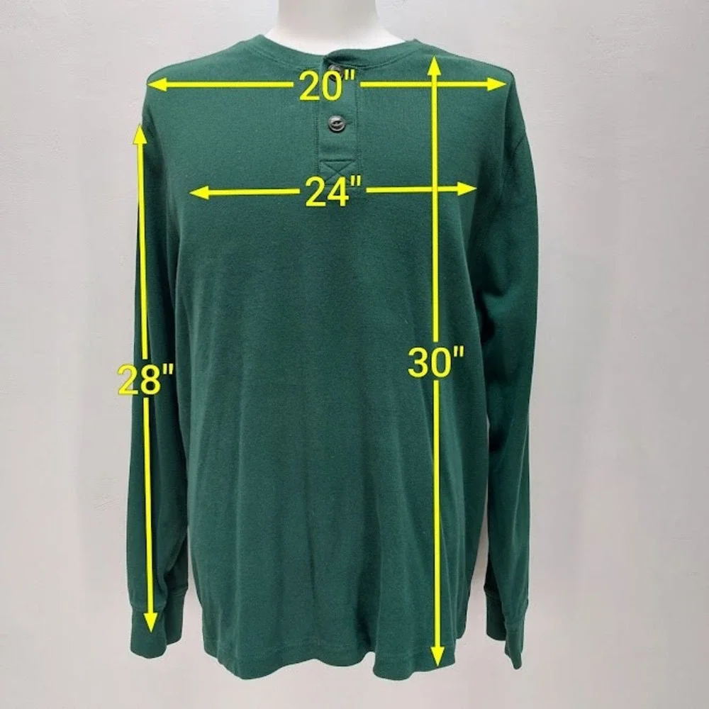 J. Crew Henley Shirt Men's Long Sleeve Cotton XL Green Ribbed Casual Pullover